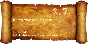Kirschner Timur névjegykártya